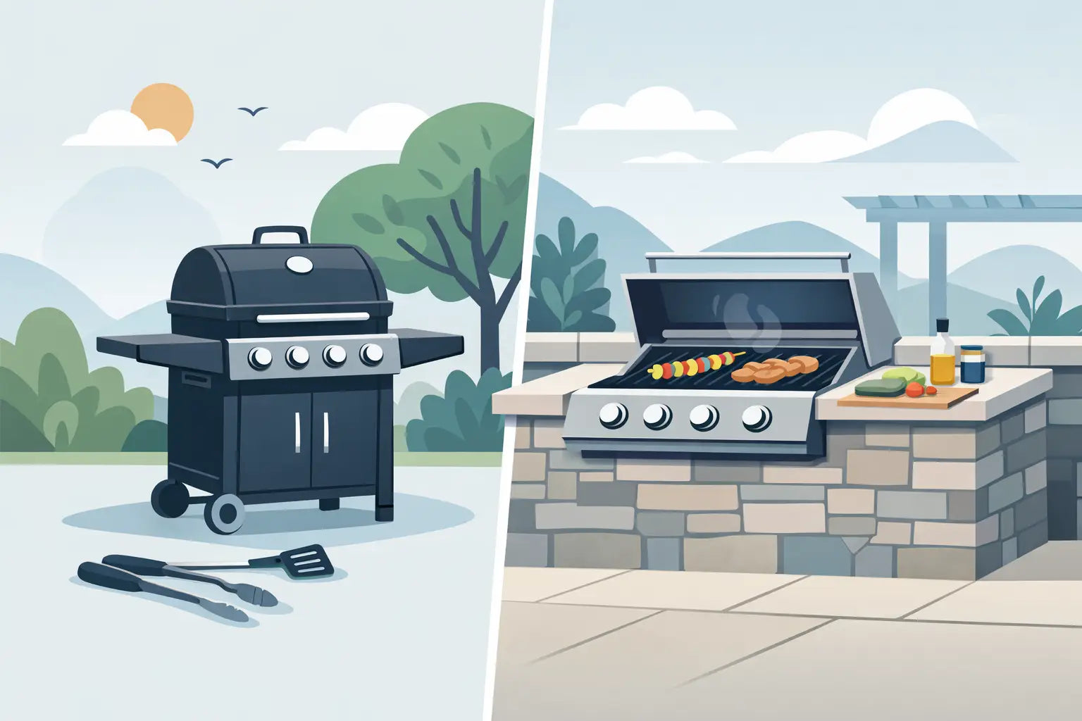 Freestanding Grill vs Built In Grill