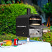 16 In. 2-Layer Outdoor Pizza Oven Wood Fired Pizza Maker outside Pizza Grill for Camping, Black