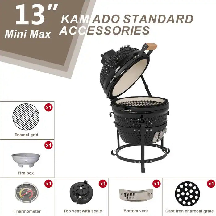 Outdoor 13 Diam. Ceramic Charcoal BBQ Grill
