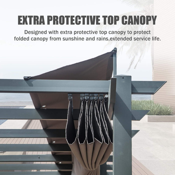 [11X20FT] Alora Premium Outdoor Retractable Aluminum Pergola Gazebo With Weather-Resistant Canopy (SAK54612)