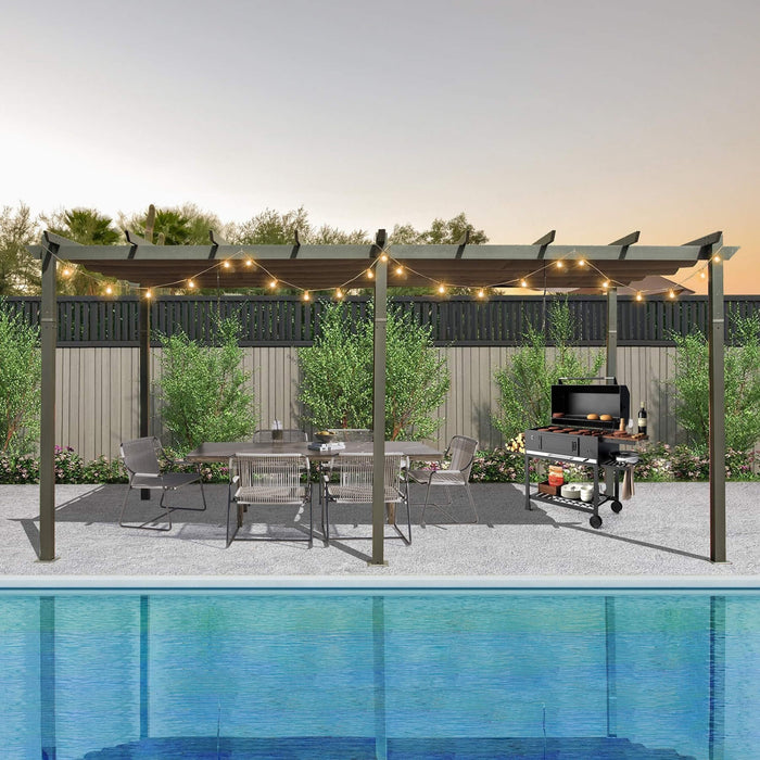 [11X20FT] Alora Premium Outdoor Retractable Aluminum Pergola Gazebo With Weather-Resistant Canopy (SAK54612)