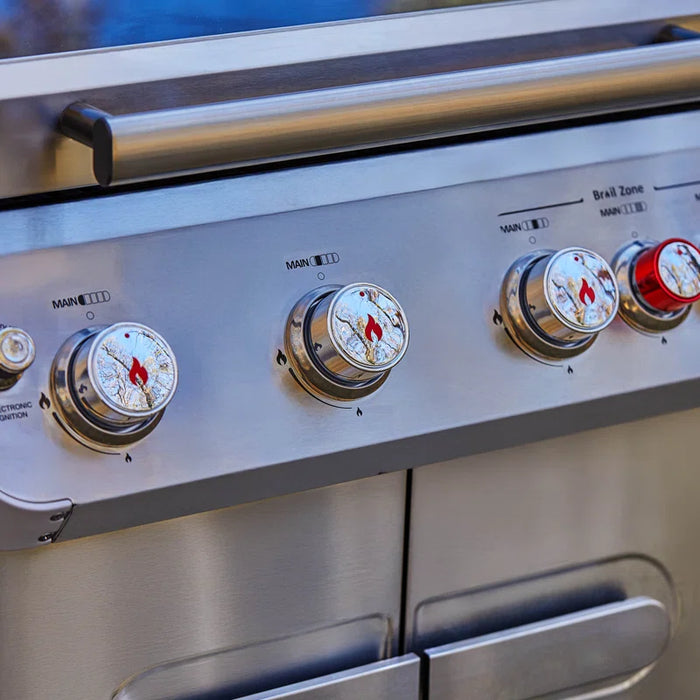 Mesa 415Bz,4-Burner Liquid Propane Infrared Gas Grill with Side Burner and Cabinet, 62,000 BTU – Perfect for Family Bbqs（With Free Cover）,Holiday Gift