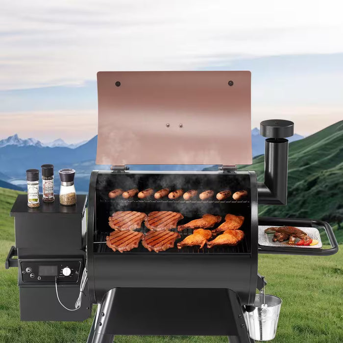 575 Sq. In. Pellet Grill Smoker, 8-In-1 Electric BBQ W/ LCD Screen, Temp Probe, 500°F Max for Outdoor Use Black