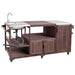 Farmhouse Dark Brown Stainless Steel 75.4 In. Rolling Kitchen Island Outdoor Bar Cart for Big Green Egg Grills with Sink