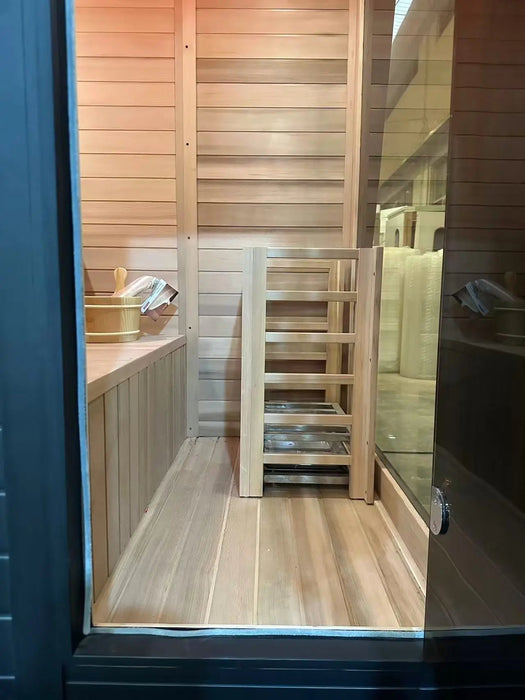 New Luxury High-End Black Square Outdoor Sauna – Modern Backyard Wellness Cabin