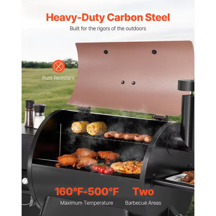 575 Sq. In. Pellet Grill Smoker, 8-In-1 Electric BBQ W/ LCD Screen, Temp Probe, 500°F Max for Outdoor Use Black