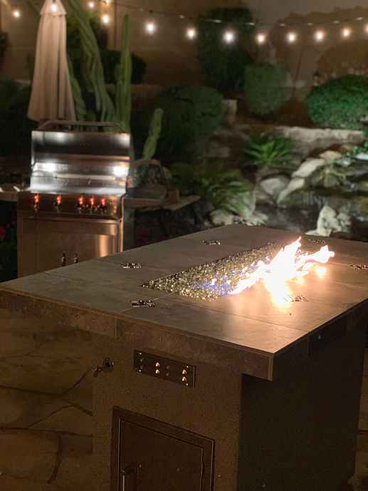 Entertainer Outdoor Fire Pit Table – 6 Ft with Fire Glass (LP/NG Compatible)