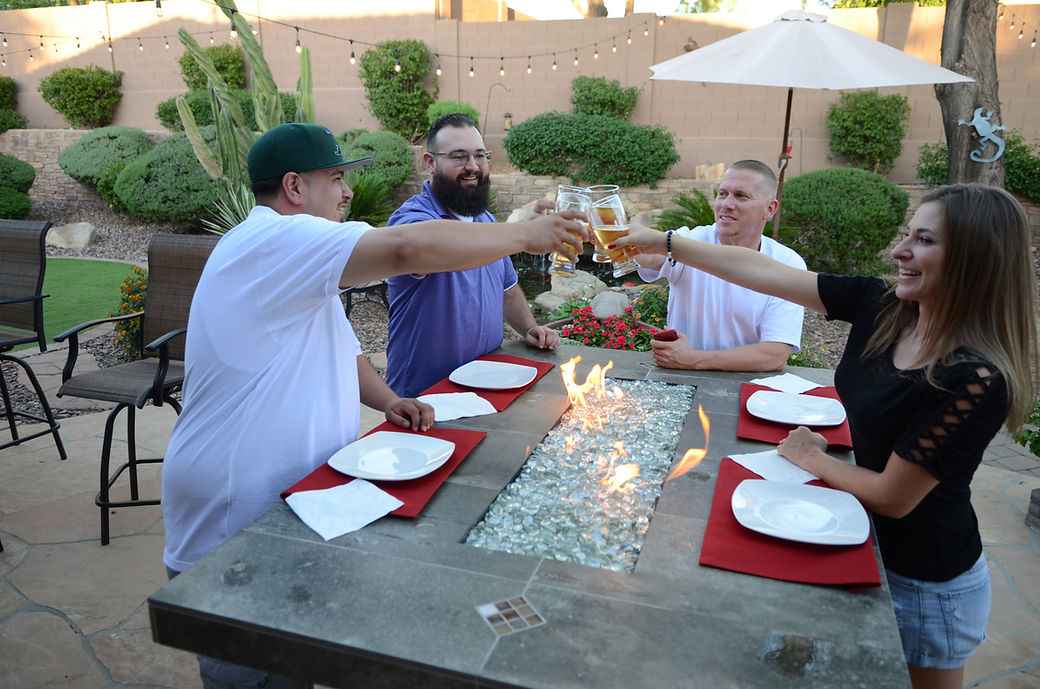 Entertainer Outdoor Fire Pit Table – 6 Ft with Fire Glass (LP/NG Compatible)