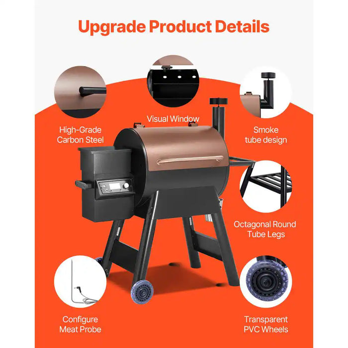 575 Sq. In. Pellet Grill Smoker, 8-In-1 Electric BBQ W/ LCD Screen, Temp Probe, 500°F Max for Outdoor Use Black