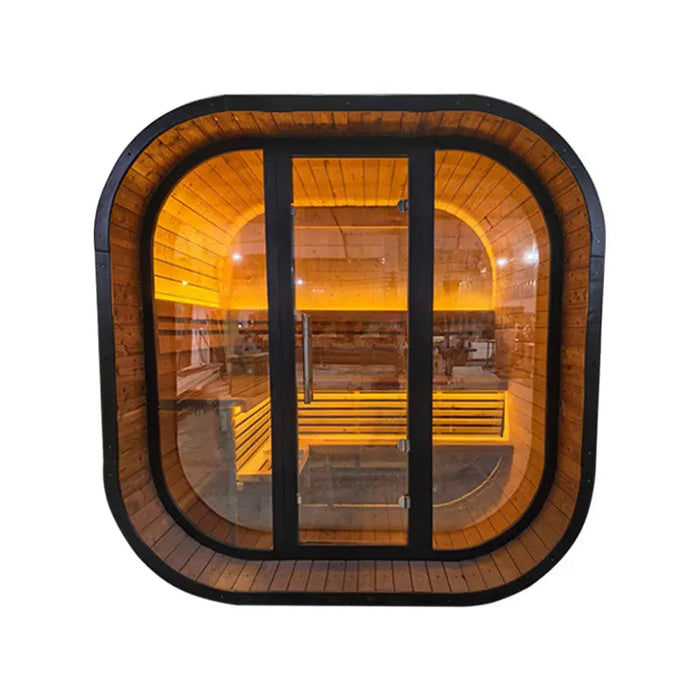 New 4-6 person Black Square Premium Thermo Spruce Wood Outdoor Sauna-FFF