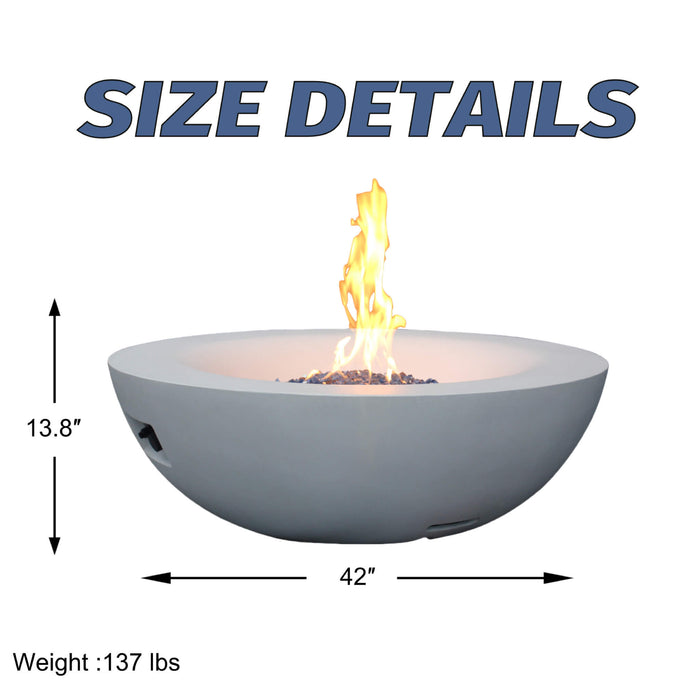 Alora 42-Inch Modern Outdoor Concrete Propane Gas Fire Pit Bowl (SAK51260)