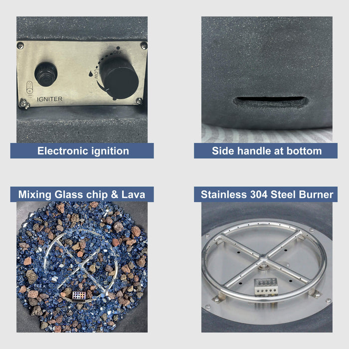 Alora 42-Inch Modern Outdoor Concrete Propane Gas Fire Pit Bowl (SAK51260)