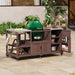 Farmhouse Dark Brown Stainless Steel 75.4 In. Rolling Kitchen Island Outdoor Bar Cart for Big Green Egg Grills with Sink