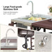 Farmhouse Dark Brown Stainless Steel 75.4 In. Rolling Kitchen Island Outdoor Bar Cart for Big Green Egg Grills with Sink