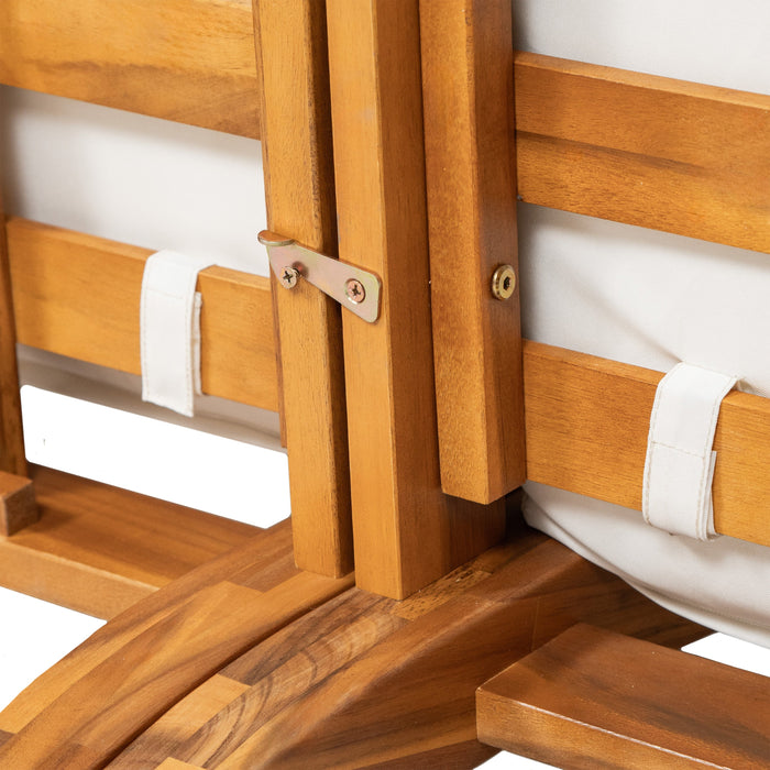 6 Piece Acacia Wood Outdoor Modular Sectional with Daybed and Tea Table