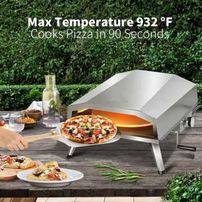 16 In. Propane Pizza Oven, Outdoor Pizza Oven in Stainless Steel, W/Rotating Pizza Stone