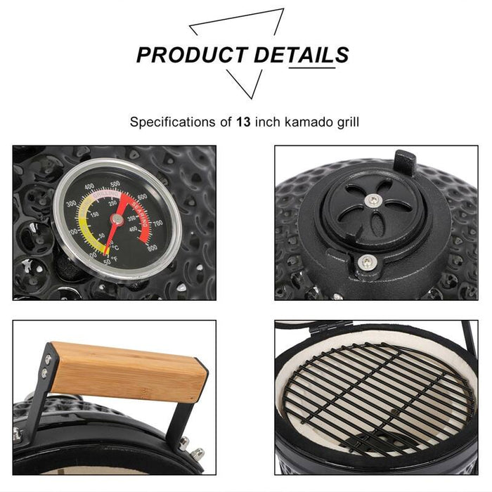 Outdoor 13 Diam. Ceramic Charcoal BBQ Grill