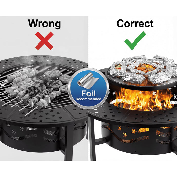 Fire Pit for outside 42" Wood Burning Fire Pit Tables with 2 Adjustable Swivel BBQ Grills, Lid, Poker for Patio Backyard BBQ Ice Storage
