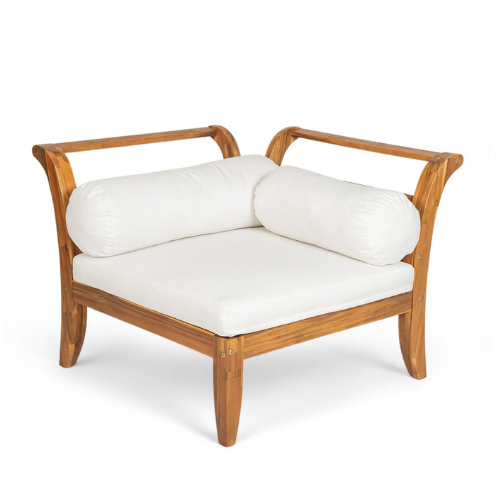 6 Piece Acacia Wood Outdoor Modular Sectional with Daybed and Tea Table