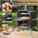 16 In. 2-Layer Outdoor Pizza Oven Wood Fired Pizza Maker outside Pizza Grill for Camping, Black