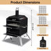 16 In. 2-Layer Outdoor Pizza Oven Wood Fired Pizza Maker outside Pizza Grill for Camping, Black