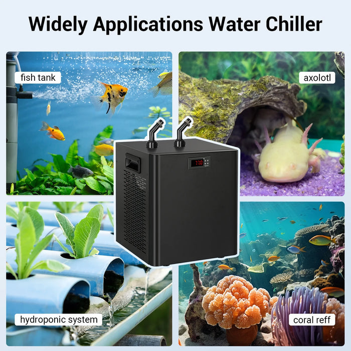 Ecojoy Aquarium Water Chiller 75GAL 1/3HP Fish Tank Chiller, 300L Cooling System with Quiet Design Compressor Refrigeration