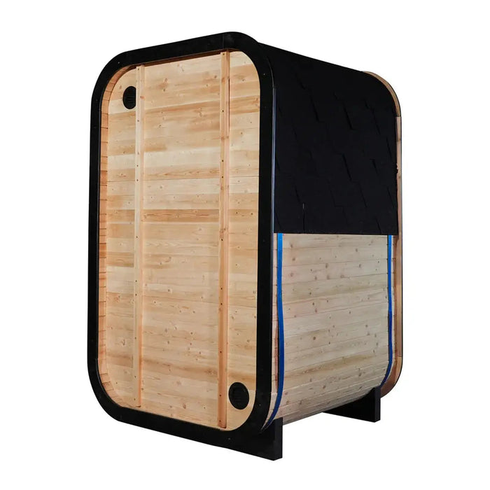 Outdoor Traditional Steam Sauna - Carbonized Spruce Wood, Tinted Glass, 6KW Heater