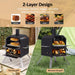 16 In. 2-Layer Outdoor Pizza Oven Wood Fired Pizza Maker outside Pizza Grill for Camping, Black