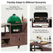 Farmhouse Dark Brown Stainless Steel 75.4 In. Rolling Kitchen Island Outdoor Bar Cart for Big Green Egg Grills with Sink