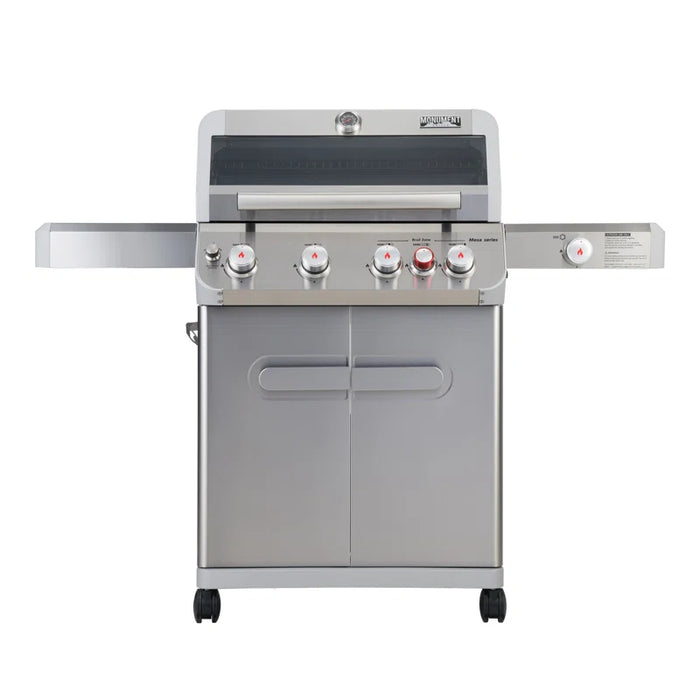 Mesa 415Bz,4-Burner Liquid Propane Infrared Gas Grill with Side Burner and Cabinet, 62,000 BTU – Perfect for Family Bbqs（With Free Cover）,Holiday Gift