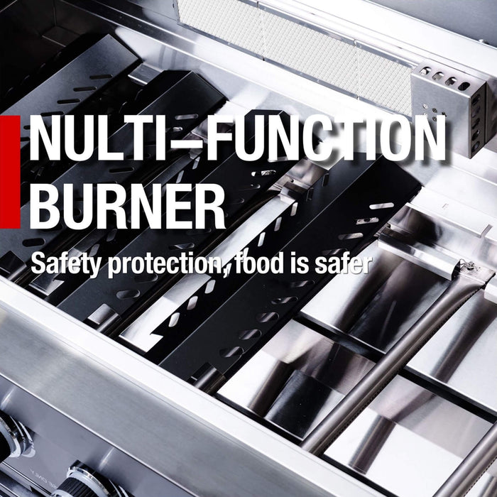 Castelle Flame 62-Inch 6-Burner Gas Outdoor Grill Island With Wine Cooler And Rotisserie (SAK31642)