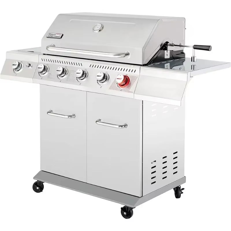 HOT 5-Burner Propane Gas Grill with Side Burner, Stainless Steel Barbe ...