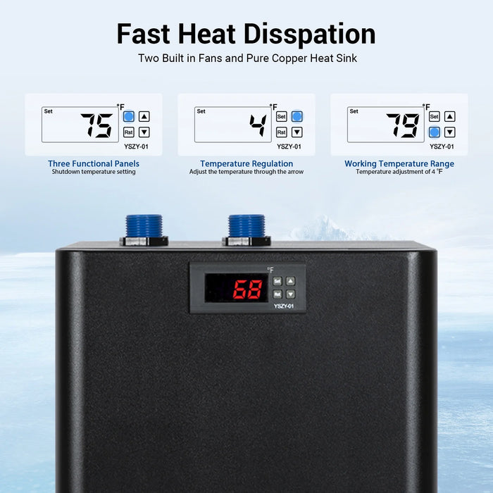 Ecojoy Aquarium Water Chiller 75GAL 1/3HP Fish Tank Chiller, 300L Cooling System with Quiet Design Compressor Refrigeration