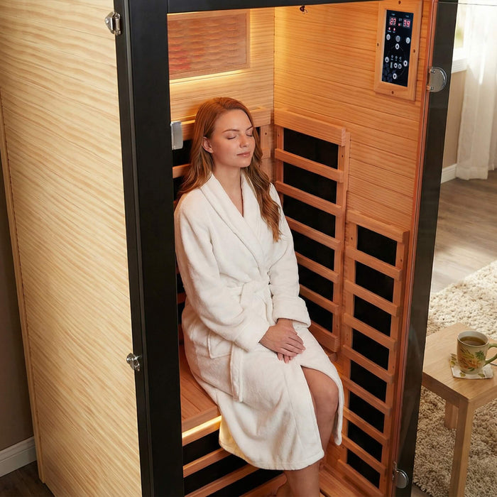 Thermora 1-Person Infrared Sauna Cabin — Chilean Pine