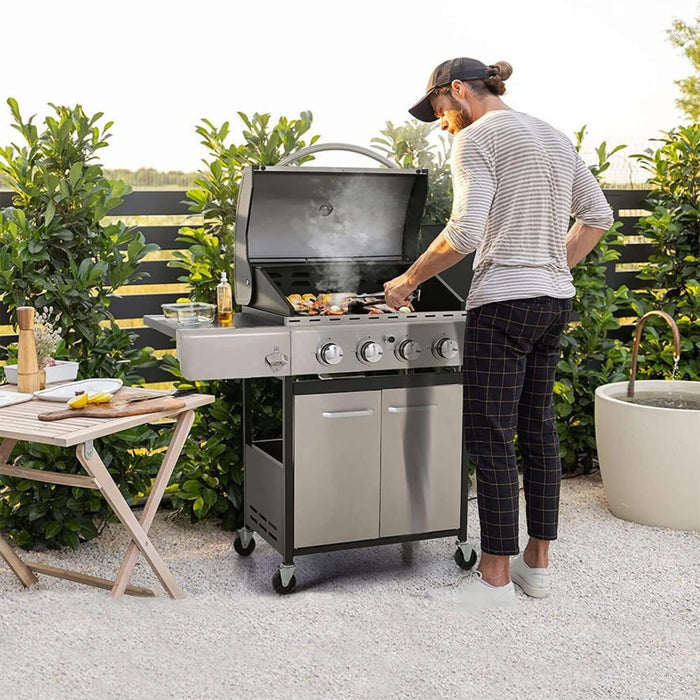 Large Outdoor 42K BTU BBQ Stainless Steel Propane Gas Grill With 4 Burners (SAK61283)