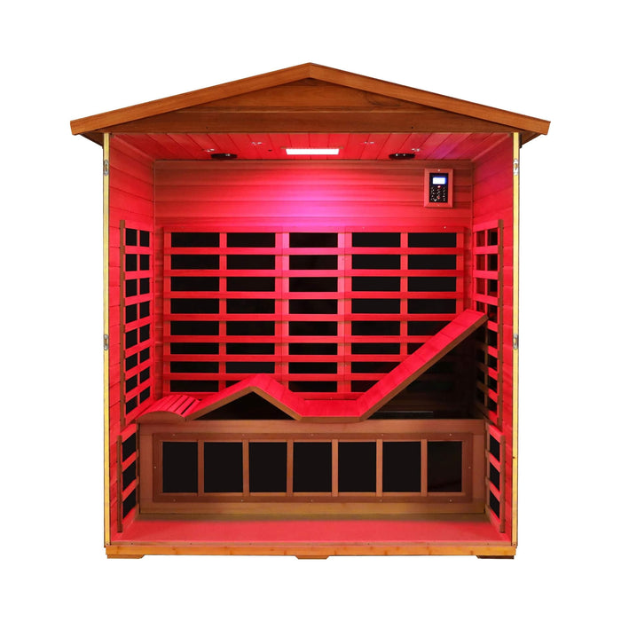 Thermora Luxury 3-Person Outdoor Mahogany Full Spectrum Ultra-Low EMF FAR Infrared Sauna With Chromotherapy And Bluetooth Speakers (SAK83460)