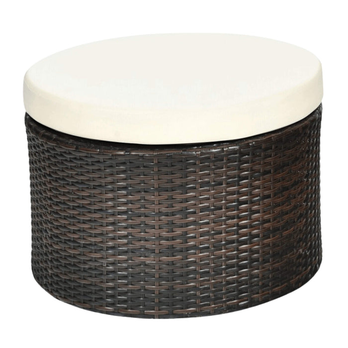 Premium Round Outdoor Patio Rattan Daybed W/ Canopy & Table, 76" (SAK96418)