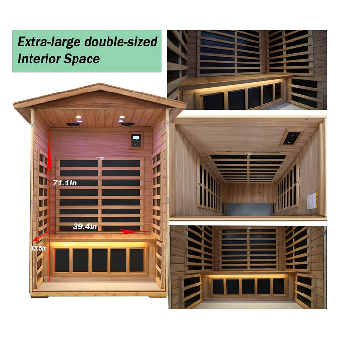 Thermora 2-Person Ultra-Low EMF Mahogany Outdoor Infrared Sauna With Bluetooth Speakers (SAK43021)